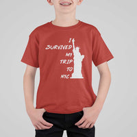 Funny New York City Travel Graphic T Shirt For Kid I Survived My Trip To NYC