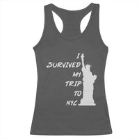 Funny New York City Travel Graphic Racerback Tank Top I Survived My Trip To NYC