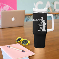 Funny New York City Travel Graphic Tumbler With Handle I Survived My Trip To NYC