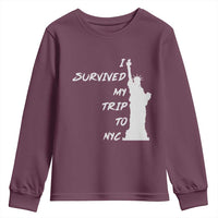 Funny New York City Travel Graphic Youth Sweatshirt I Survived My Trip To NYC