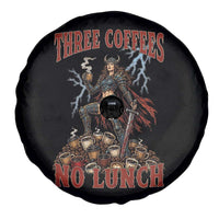 Funny Medieval Knight Worker Meme Spare Tire Cover Three Coffees No Lunch Valkyrie Coffee Lover