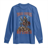 Funny Medieval Knight Worker Meme Long Sleeve Shirt Three Coffees No Lunch Valkyrie Coffee Lover