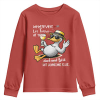 Whatever Life Throws At You Duck Youth Sweatshirt Funny Sarcastic Quote - Wonder Print Shop