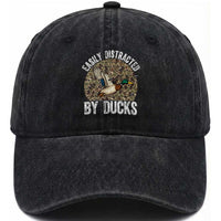 Duck Hunting Gift Washed Cotton Baseball Cap Easily Distracted By Ducks