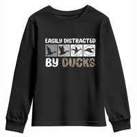 Funny Hunting Gift Youth Sweatshirt Easily Distracted By Ducks Outdoor Lover - Wonder Print Shop