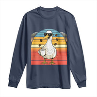 Funny Duck Drinking Long Sleeve Shirt Coffee Lover Gift - Wonder Print Shop