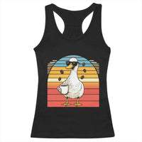 Funny Duck Drinking Racerback Tank Top Coffee Lover Gift - Wonder Print Shop