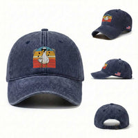 Funny Duck Drinking Washed Cotton Baseball Cap Coffee Lover Gift