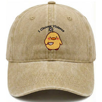 I Choose Violence Washed Cotton Baseball Cap Funny Duck With Knife Gift