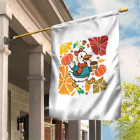 Thanksgiving Duck Lover Gift Garden Flag Cute Duck Drinking Coffee - Wonder Print Shop