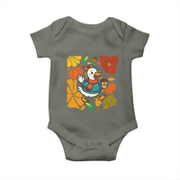 Thanksgiving Duck Lover Gift Baby Onesie Cute Duck Drinking Coffee - Wonder Print Shop