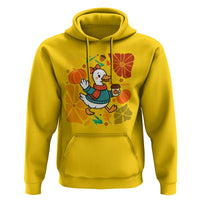 Thanksgiving Duck Lover Gift Hoodie Cute Duck Drinking Coffee - Wonder Print Shop
