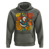 Thanksgiving Duck Lover Gift Hoodie Cute Duck Drinking Coffee - Wonder Print Shop