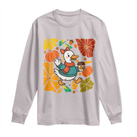 Thanksgiving Duck Lover Gift Long Sleeve Shirt Cute Duck Drinking Coffee - Wonder Print Shop