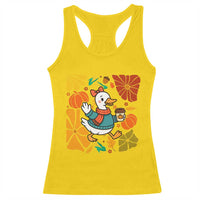 Thanksgiving Duck Lover Gift Racerback Tank Top Cute Duck Drinking Coffee - Wonder Print Shop