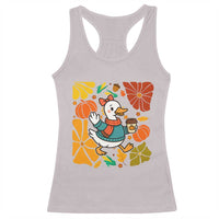 Thanksgiving Duck Lover Gift Racerback Tank Top Cute Duck Drinking Coffee - Wonder Print Shop