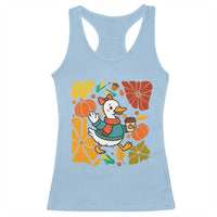 Thanksgiving Duck Lover Gift Racerback Tank Top Cute Duck Drinking Coffee - Wonder Print Shop