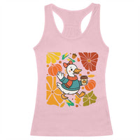 Thanksgiving Duck Lover Gift Racerback Tank Top Cute Duck Drinking Coffee - Wonder Print Shop