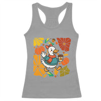 Thanksgiving Duck Lover Gift Racerback Tank Top Cute Duck Drinking Coffee - Wonder Print Shop