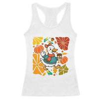 Thanksgiving Duck Lover Gift Racerback Tank Top Cute Duck Drinking Coffee - Wonder Print Shop