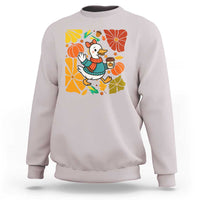 Thanksgiving Duck Lover Gift Sweatshirt Cute Duck Drinking Coffee - Wonder Print Shop