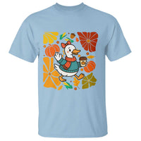 Thanksgiving Duck Lover Gift T Shirt Cute Duck Drinking Coffee - Wonder Print Shop