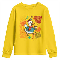 Thanksgiving Duck Lover Gift Youth Sweatshirt Cute Duck Drinking Coffee - Wonder Print Shop