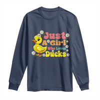 Duck Lover Gift Long Sleeve Shirt Just A Girl Who Loves Ducks - Wonder Print Shop
