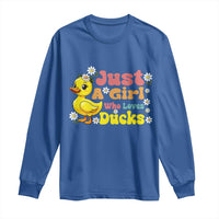 Duck Lover Gift Long Sleeve Shirt Just A Girl Who Loves Ducks - Wonder Print Shop