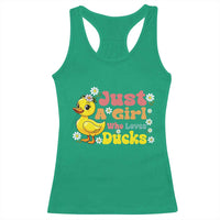 Duck Lover Gift Racerback Tank Top Just A Girl Who Loves Ducks - Wonder Print Shop