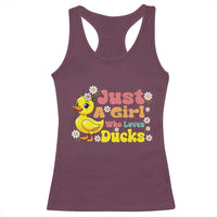 Duck Lover Gift Racerback Tank Top Just A Girl Who Loves Ducks - Wonder Print Shop