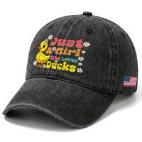 Duck Lover Gift Washed Cotton Baseball Cap Just A Girl Who Loves Ducks