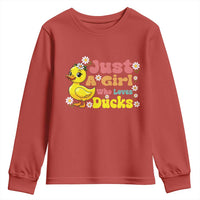 Duck Lover Gift Youth Sweatshirt Just A Girl Who Loves Ducks - Wonder Print Shop