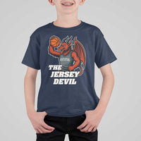 Funny Cryptid Sports T Shirt For Kid Jersey Devil Playing Basketball - Wonder Print Shop