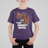 Funny Cryptid Sports T Shirt For Kid Jersey Devil Playing Basketball - Wonder Print Shop