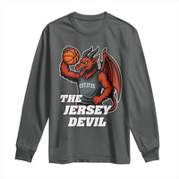 Funny Cryptid Sports Long Sleeve Shirt Jersey Devil Playing Basketball - Wonder Print Shop