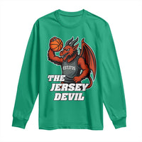 Funny Cryptid Sports Long Sleeve Shirt Jersey Devil Playing Basketball - Wonder Print Shop