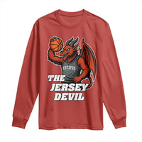 Funny Cryptid Sports Long Sleeve Shirt Jersey Devil Playing Basketball - Wonder Print Shop