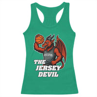 Funny Cryptid Sports Racerback Tank Top Jersey Devil Playing Basketball - Wonder Print Shop