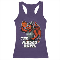 Funny Cryptid Sports Racerback Tank Top Jersey Devil Playing Basketball - Wonder Print Shop