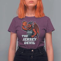 Funny Cryptid Sports T Shirt For Women Jersey Devil Playing Basketball - Wonder Print Shop