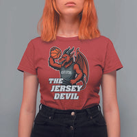 Funny Cryptid Sports T Shirt For Women Jersey Devil Playing Basketball - Wonder Print Shop