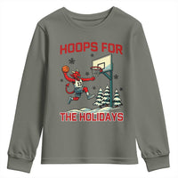 Funny Christmas Basketball Jersey Devil Youth Sweatshirt Hoops For The Holidays - Wonder Print Shop