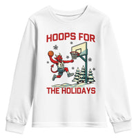 Funny Christmas Basketball Jersey Devil Youth Sweatshirt Hoops For The Holidays - Wonder Print Shop