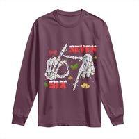 Six And Seven Meme Skeleton Long Sleeve Shirt Funny Trendy Christmas Party Gift - Wonder Print Shop