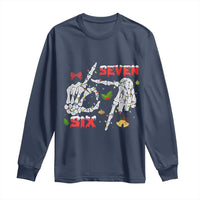 Six And Seven Meme Skeleton Long Sleeve Shirt Funny Trendy Christmas Party Gift - Wonder Print Shop