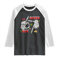 Six And Seven Meme Skeleton Raglan Shirt Funny Trendy Christmas Party Gift - Wonder Print Shop