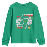 Six And Seven Meme Skeleton Youth Sweatshirt Funny Trendy Christmas Party Gift - Wonder Print Shop