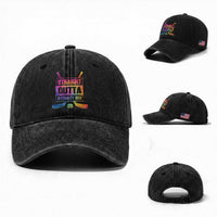 Straight Outta The Penalty Box Washed Cotton Baseball Cap Tie Dye Effect Hockey Player Gift