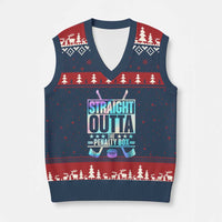 Straight Outta The Penalty Box V-Neck Knit Sweater Vest Iridescent Effect Hockey Player Gift - Wonder Print Shop